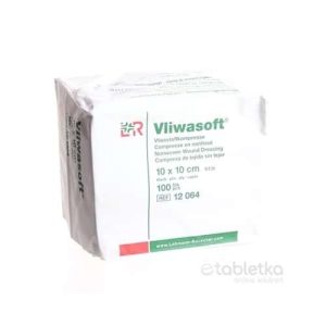 VLIWASOFT KOMPRESY NESTERILNÉ 10×10 cm 4 vrstvové – 100 ks