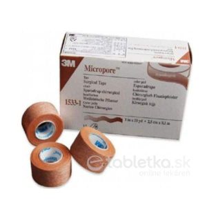 3M MICROPORE náplasť hnedá, cievka 2,5 cm x 9,1 m, zo špeciálneho papiera 1×12 ks