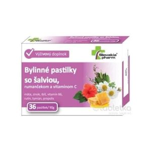 Slovakiapharm Bylinné pastilky so šalviou 36 ks