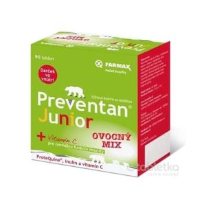 FARMAX Preventan Junior + vitamín C ovocný mix, 90 tbl