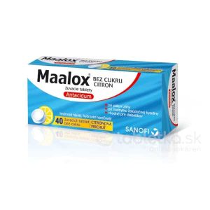 Maalox bez cukru s príchuťou citróna 1x40ks