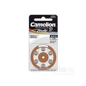 CAMELION ZincAir Premium Long Life A312 batérie do načúvacích prístrojov – 1,45 V, hnedá 6 ks