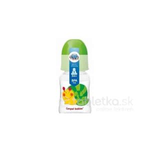 Canpol Babies Fľaša tvarovaná 125 ml plast, farebný motív, silikónový cumlík, 1 set