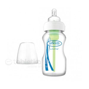 Dr.BROWN´S DOJČENSKÁ FĽAŠA OPTIONS+ 270 ml Wide-neck, 0M+, anti-colic, plastová, biela (so silikónovým cumľom level-1) 1 ks
