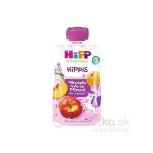 HiPP HiPPis BIO Jablko Broskyňa Mirabelka kapsička (od 1.roku) ovocný príkrm 100 g