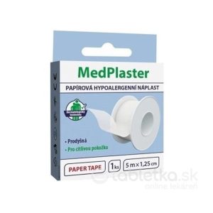 MedPlaster PAPER TAPE – PAPIEROVÁ NÁPLASŤ 5 m x1.25 cm, fixačná, hypoalergénna, cievka 1×1 ks