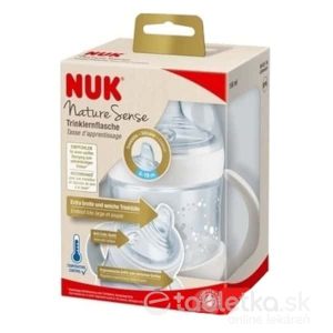 NUK Nature Sense FĽAŠA na učenie 150 ml, s kontrolou teploty, silikónový náustok (6-18 mesiacov), držadlá, 1 ks