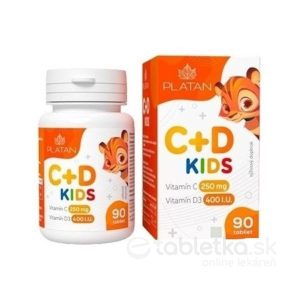 PLATAN Vitamín C 250mg+ D 400IU KIDS cmúľacie tablety 30tbl