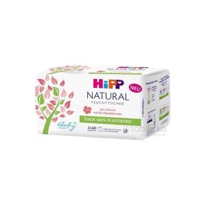 HiPP BabySANFT NATURAL vlhčené obrúsky čistiace, s Bio-mandľovým extraktom, 2×60 ks