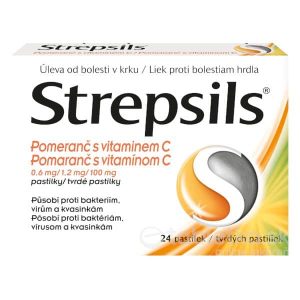 Strepsils Pomaranč s vitamínom C pastilky, 24 ks