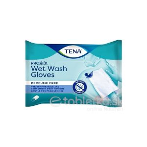 TENA Vlhčené rukavice na umývanie wet wash gloves, neparfumované 8 ks