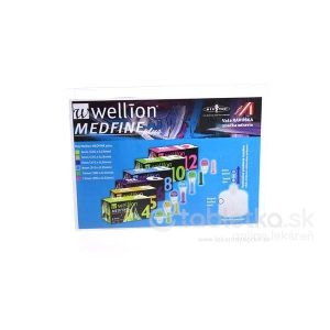 Wellion MEDFINE plus Penneedles 12 mm ihla na aplikáciu inzulínu pomocou pera 100 ks + nádoba na použité ihly, 1×1 set