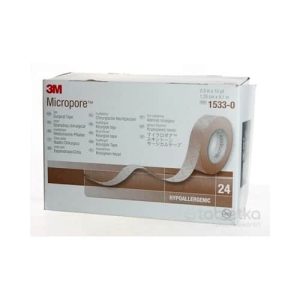 3M MICROPORE náplasť hnedá, cievka 1,25cm x 9,1m, zo špeciálneho papiera 1×24 ks