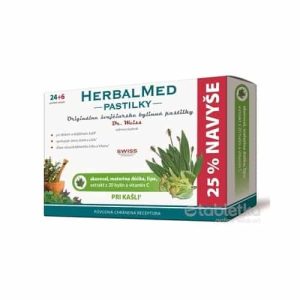 HERBALMED PASTILKY pri kašli – Dr.Weiss (skorocel, mat.dúš, lipa, 20 bylín, vit.C) pastilky (24+6 navyše) 30 ks