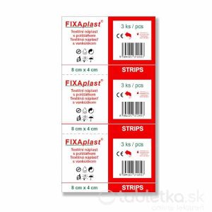 FIXAplast STRIPS náplasť textilná 8×4 cm, 3 ks