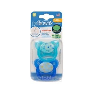 DR.BROWNS CUMEL ORTODONT SVIETIACI 6-18M 2KS MODRÝ