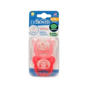DR.BROWNS CUMEL ORTODONT SVIETIACI 6-18M 2KS RUŽOVÝ