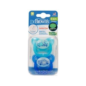 DR.BROWNS CUMEL ORTODONT SVIETIACI 0-6M 2KS MODRÝ