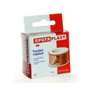 3M SPOFAPLAST č.132 Textilná náplasť 2,5cm x 5m, fixačná, cievka 1×1 ks